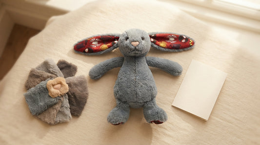 Bunny plush with fur color swatches